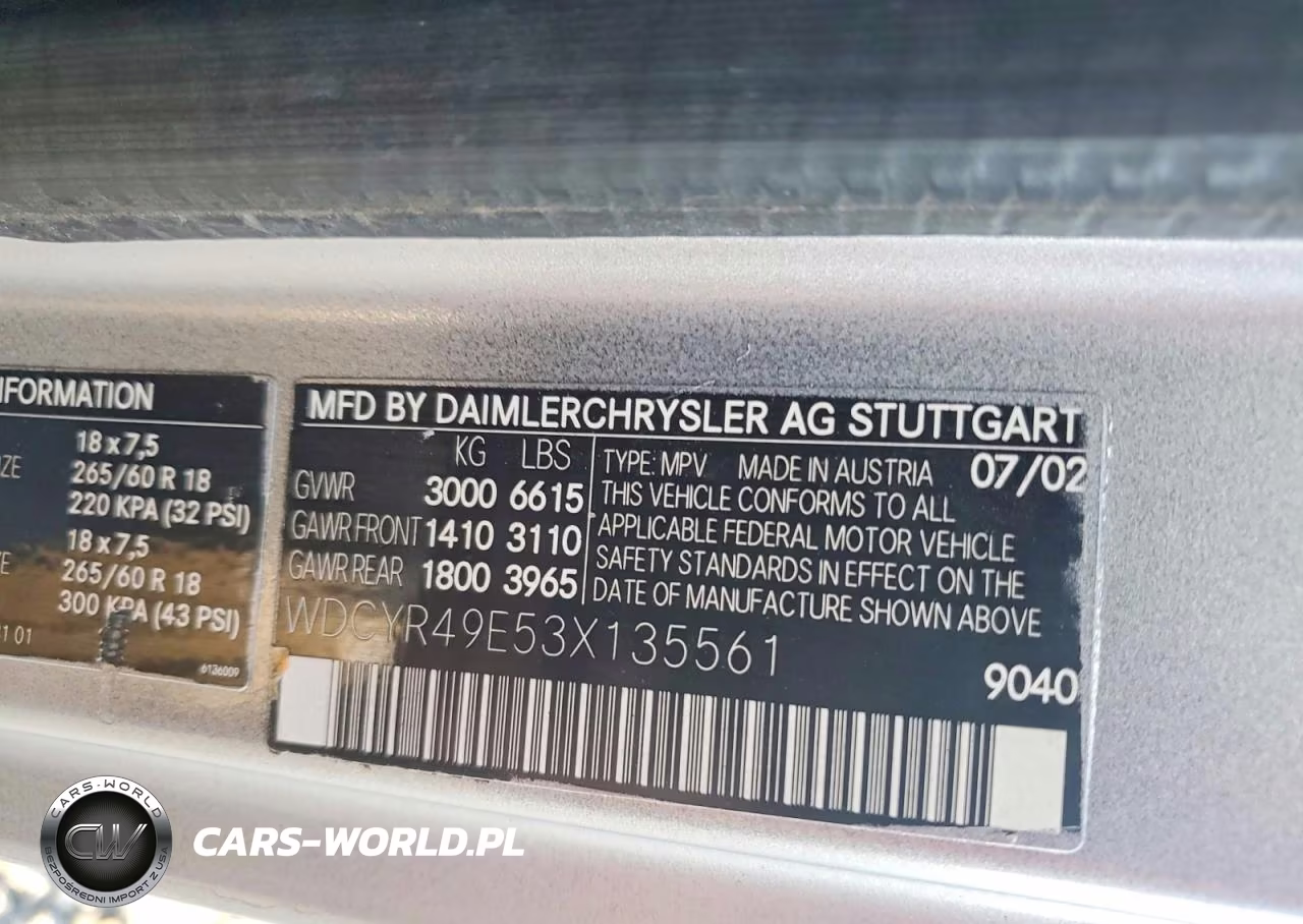 2003 Mercedes-Benz G 500 VIN:WDCYR49E53X135561 - 13