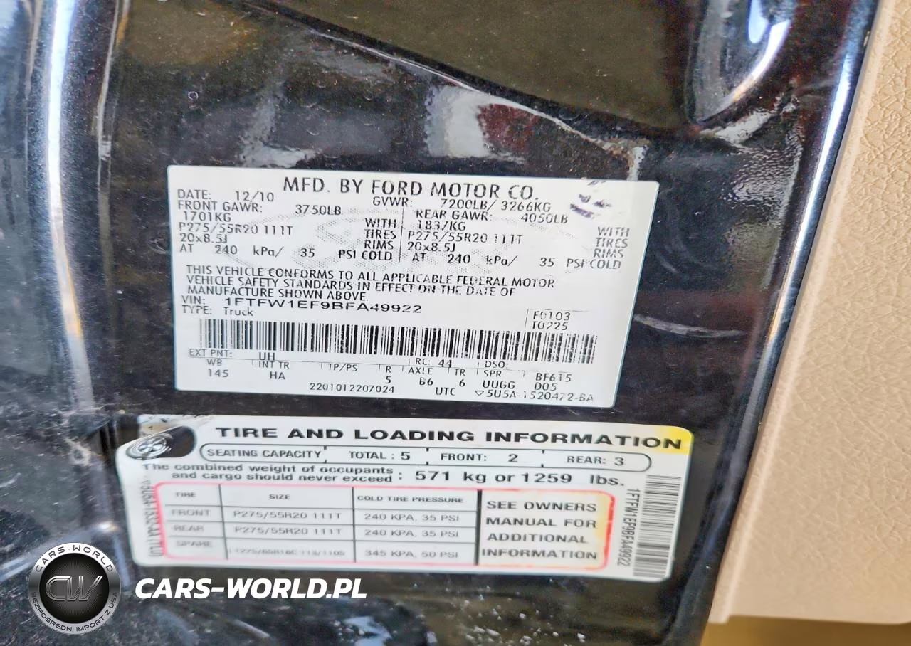 2011 Ford F150 Supercrew VIN:1FTFW1EF9BFA49922 - 12