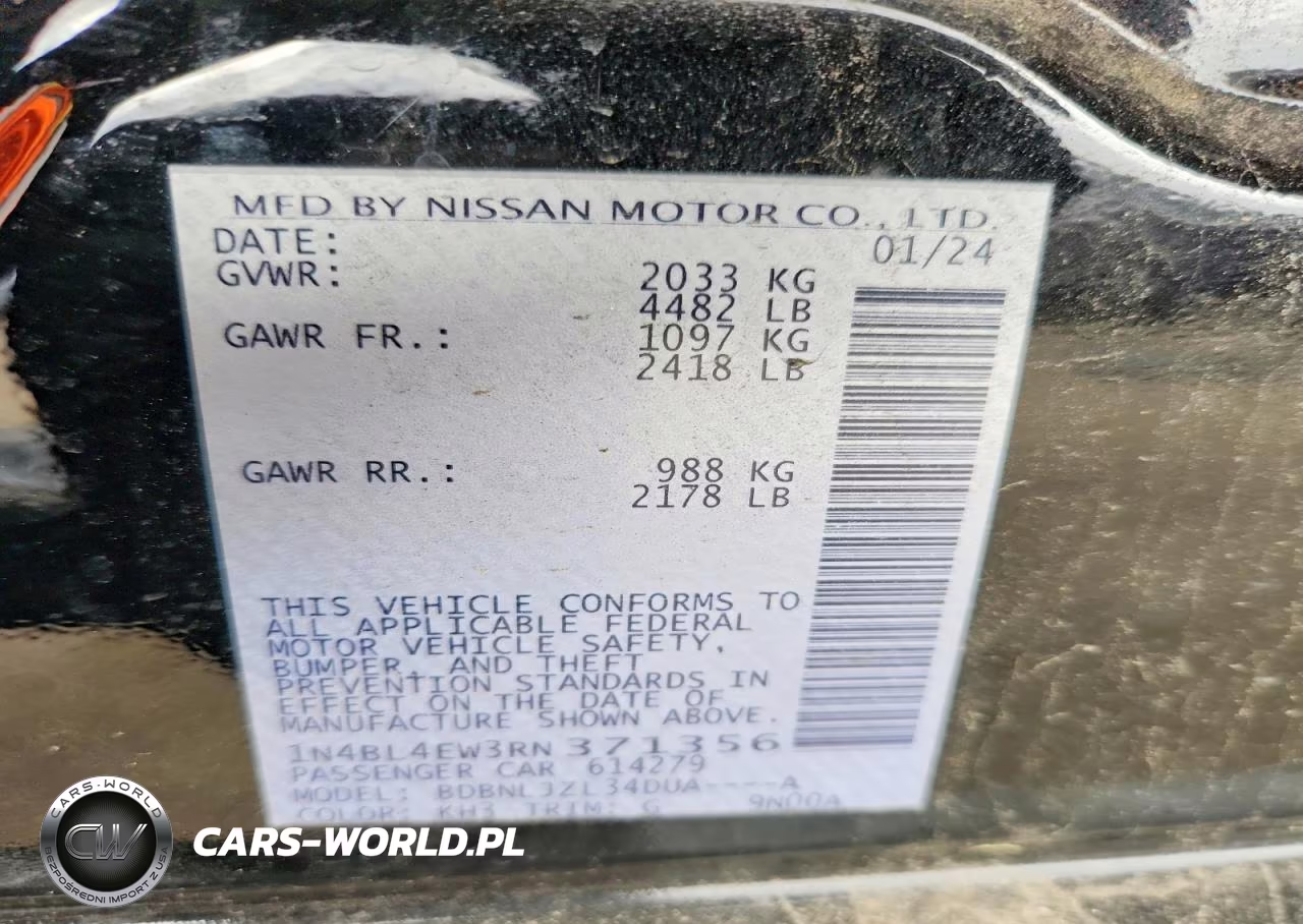 2024 Nissan Altima 2.5 Sl VIN:1N4BL4EW3RN371356 - 13