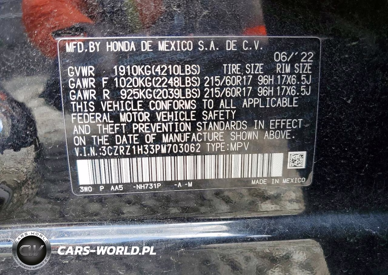 2023 Honda Hr-V Lx VIN:3CZRZ1H33PM703062 - 12