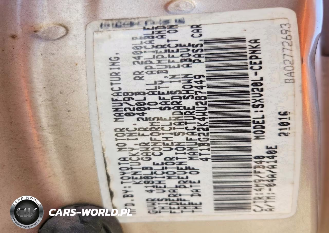 1998 Toyota Camry Le VIN:4T1BG22K4WU287449 - 12