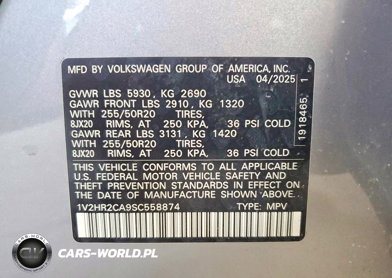 2025 Volkswagen Atlas Se VIN:1V2HR2CA9SC558874 - 13