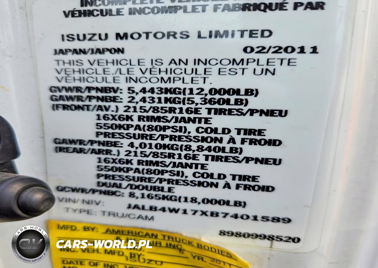 2007 Isuzu Nqr Box Truck VIN:JALB4W17XB7401589 - 13