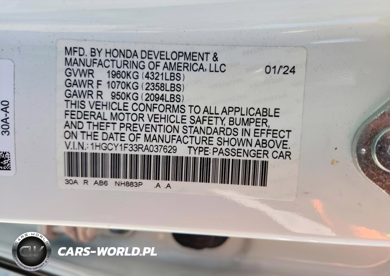 2024 Honda Accord Ex VIN:1HGCY1F33RA037629 - 12