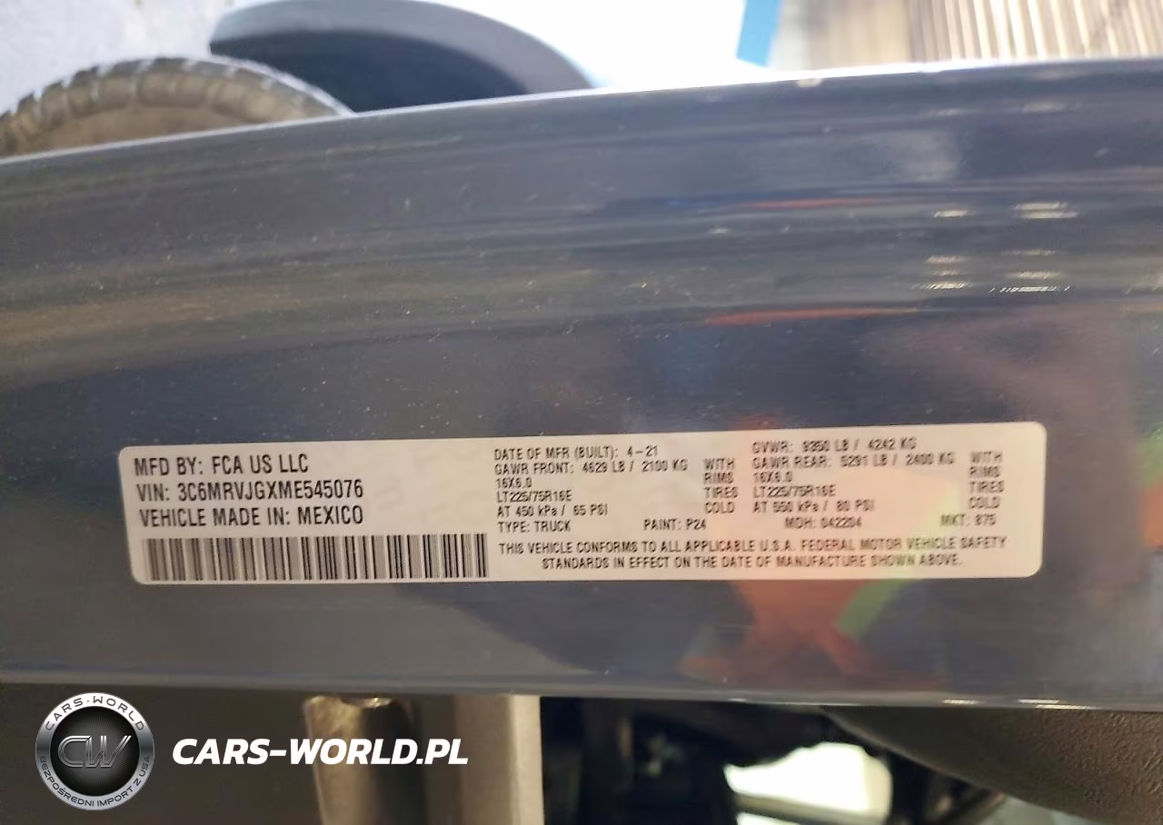 2021 Ram Promaster 3500 Delivery Van VIN:3C6MRVJGXME545076 - 12