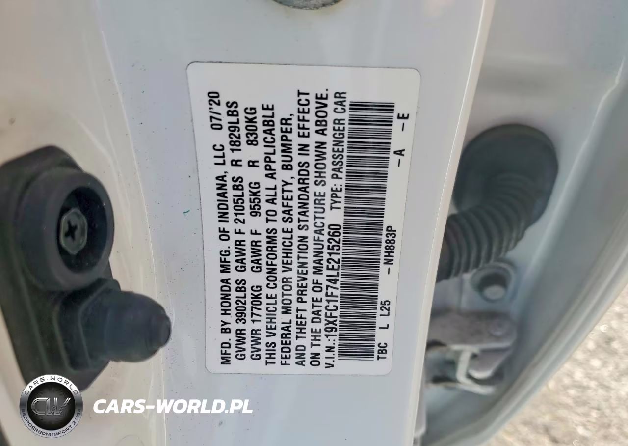 2020 Honda Civic Exl VIN:19XFC1F74LE215260 - 12