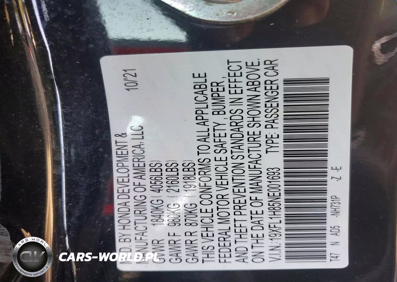 2022 Honda Civic Sport Touring VIN:19XFL1H85NE001693 - 13