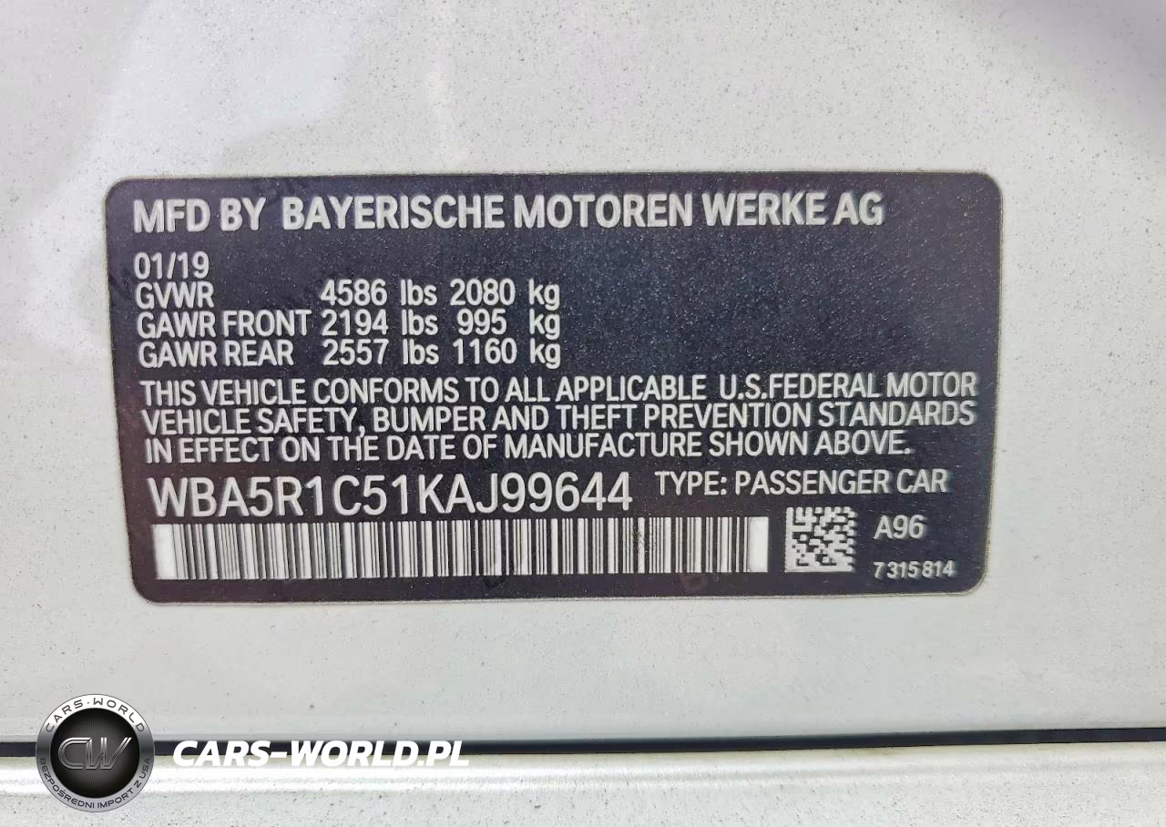 2019 BMW 330I VIN:WBA5R1C51KAJ99644 - 12
