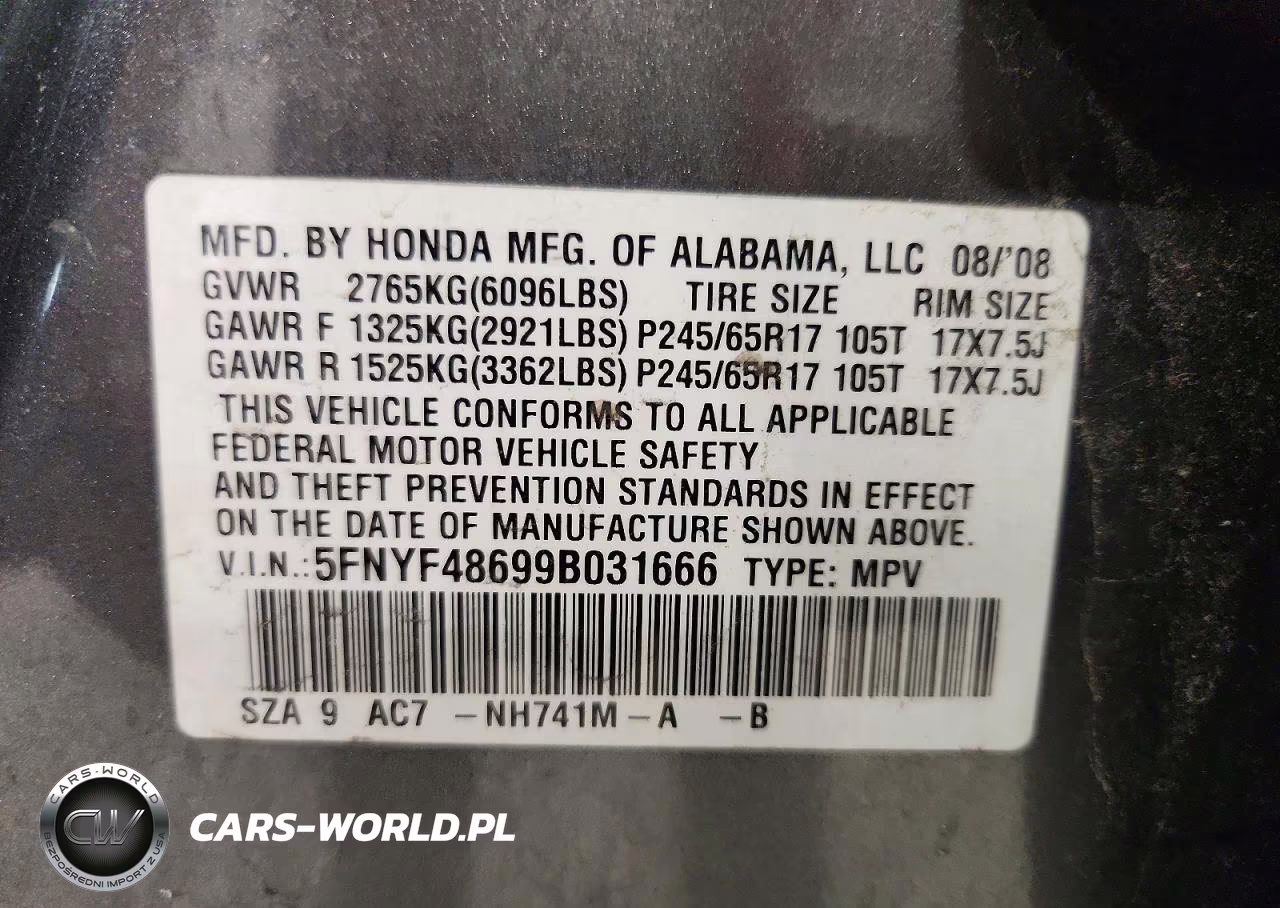 2009 Honda Pilot Exl VIN:5FNYF48699B031666 - 13