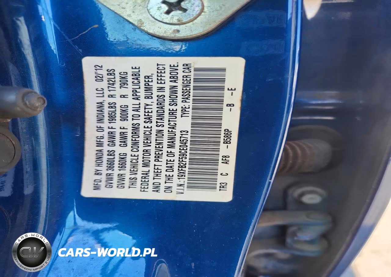 2012 Honda Civic Lx VIN:19XFB2F59CE045713 - 12