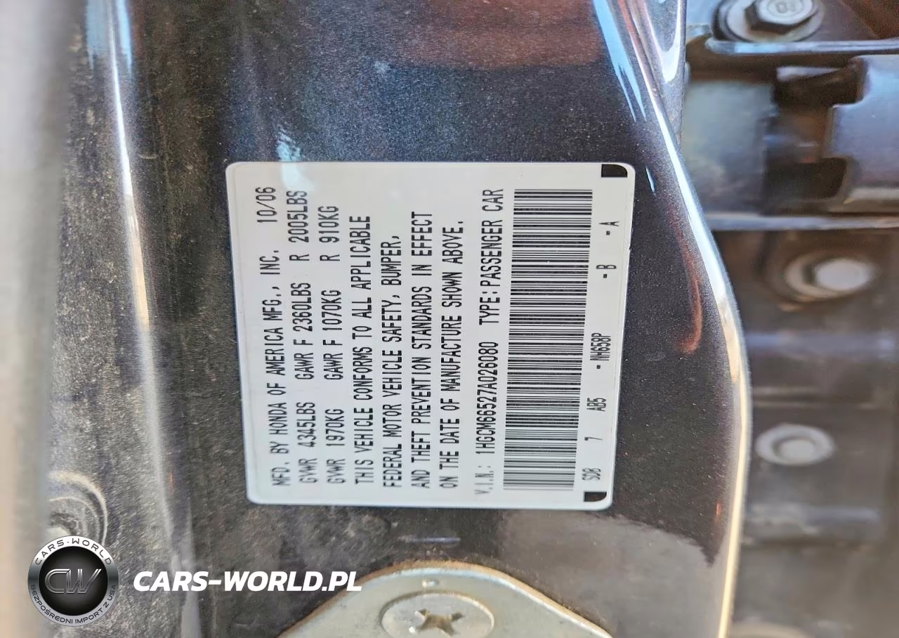 2007 Honda Accord Ex VIN:1HGCM66527A026080 - 12
