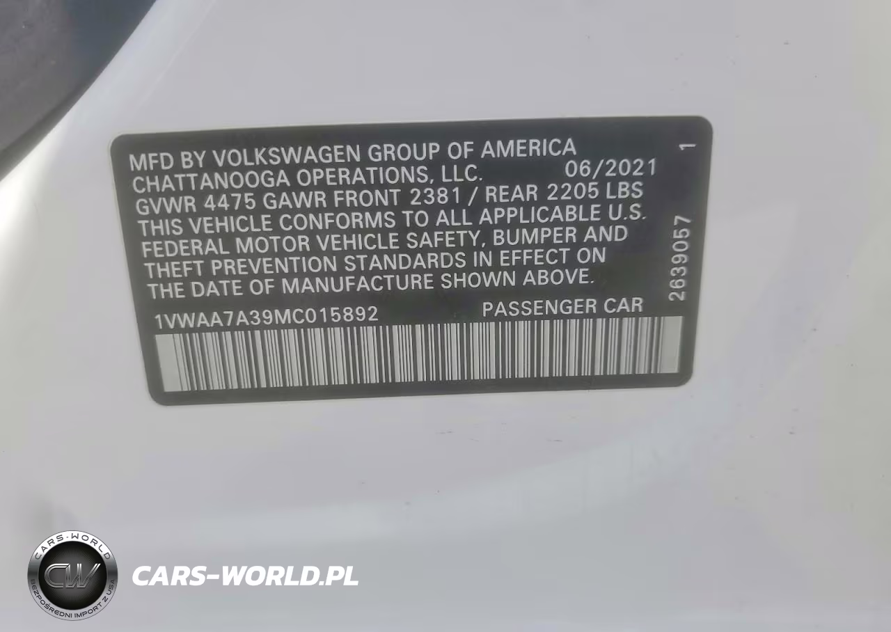 2021 Volkswagen Passat S VIN:1VWAA7A39MC015892 - 12