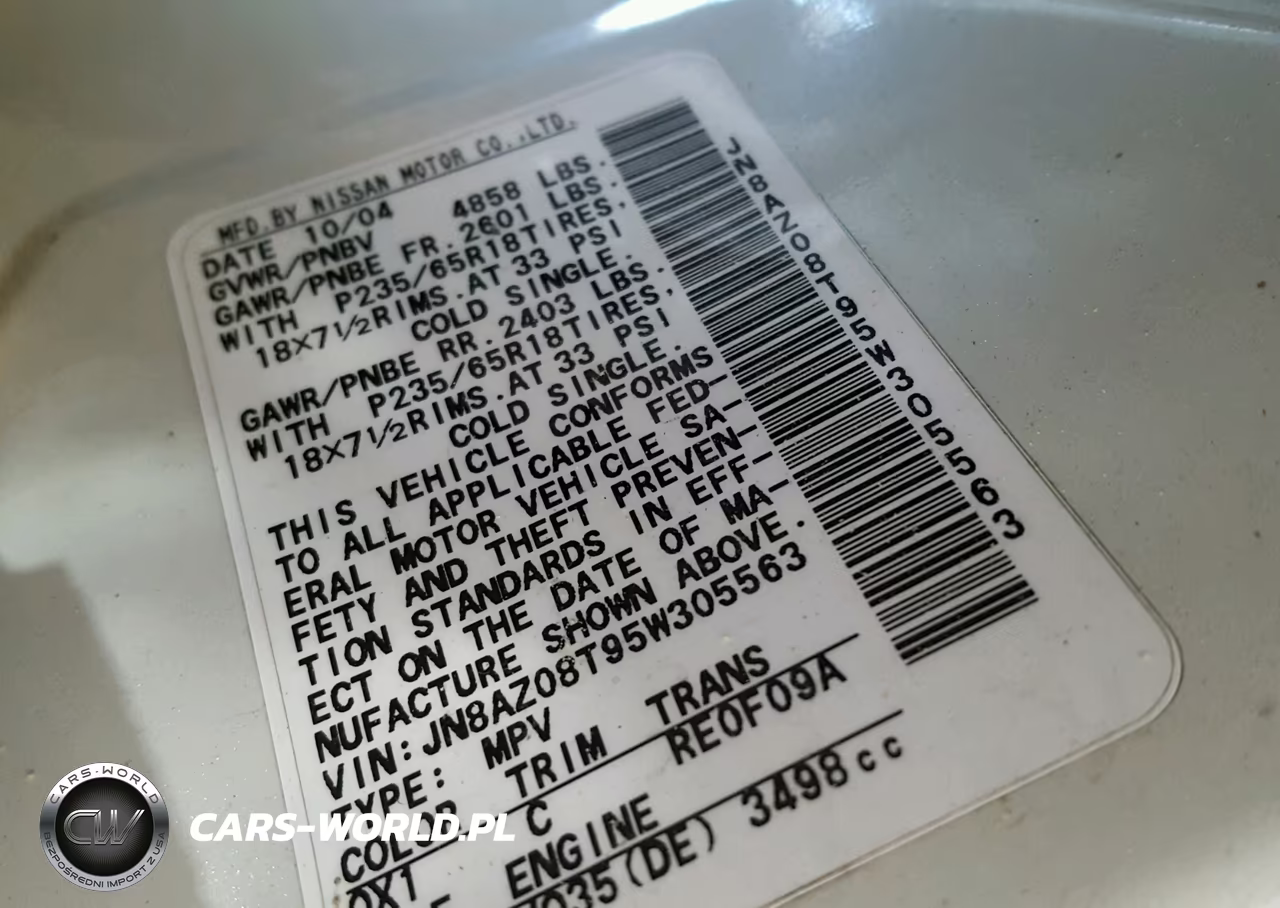 2005 Nissan Murano Sl VIN:JN8AZ08T95W305563 - 10