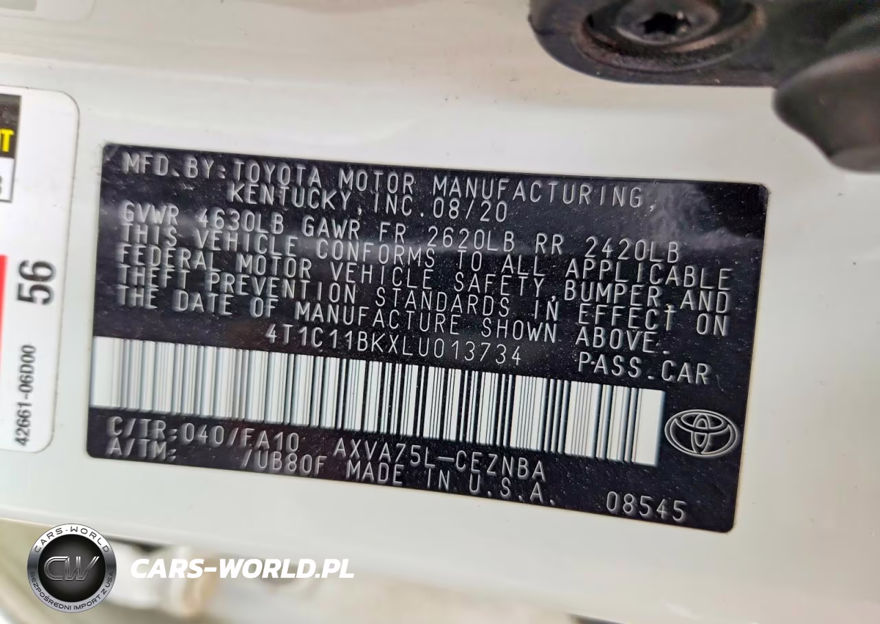 2020 Toyota Camry Le VIN:4T1C11BKXLU013734 - 12