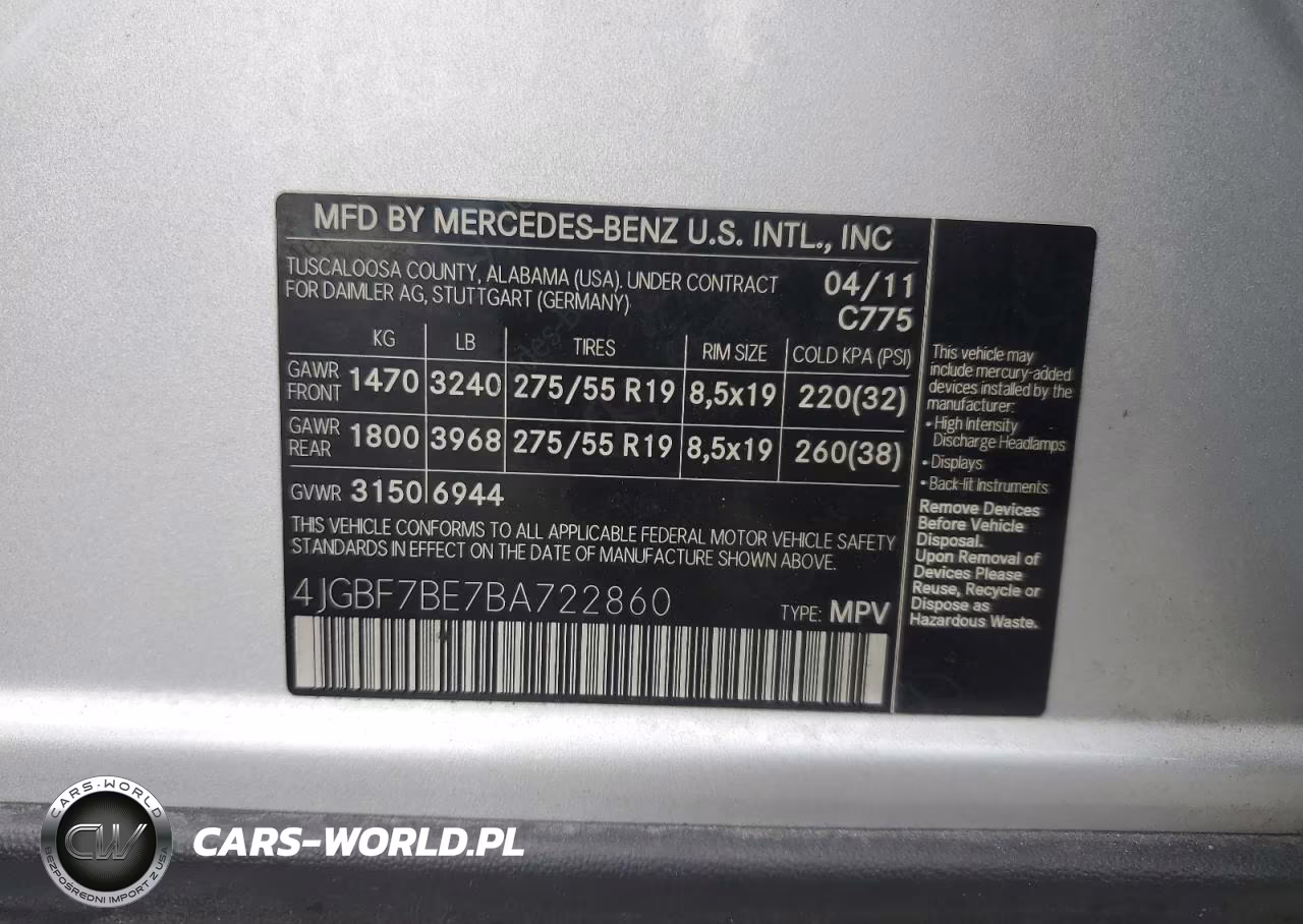 2011 Mercedes-Benz Gl 450 4Matic VIN:4JGBF7BE7BA722860 - 14