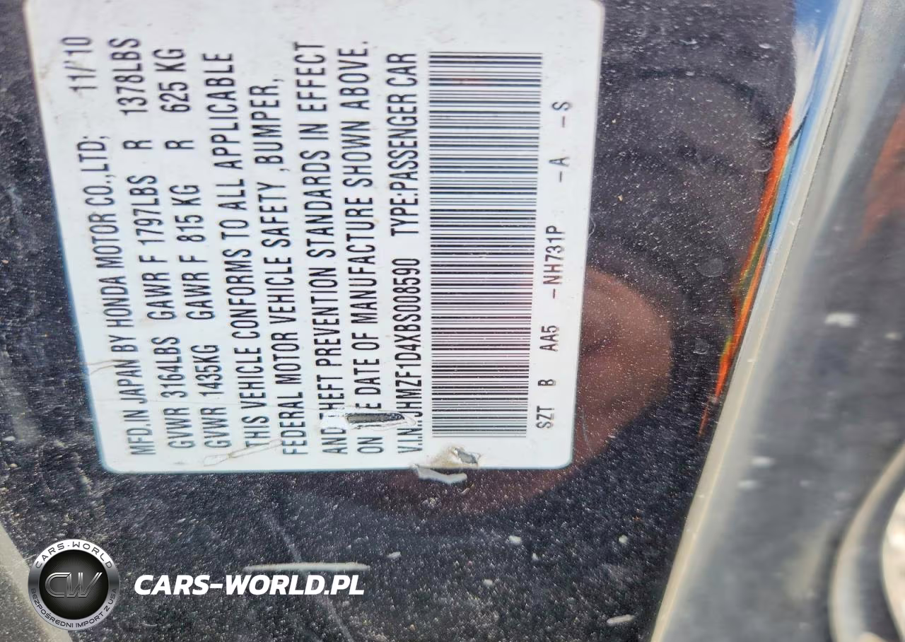 2011 Honda Cr-Z VIN:JHMZF1D4XBS008590 - 12