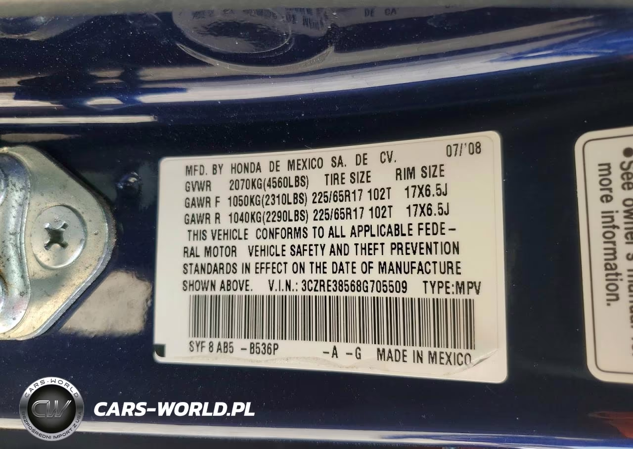 2008 Honda Cr-V Ex VIN:3CZRE38568G705509 - 13