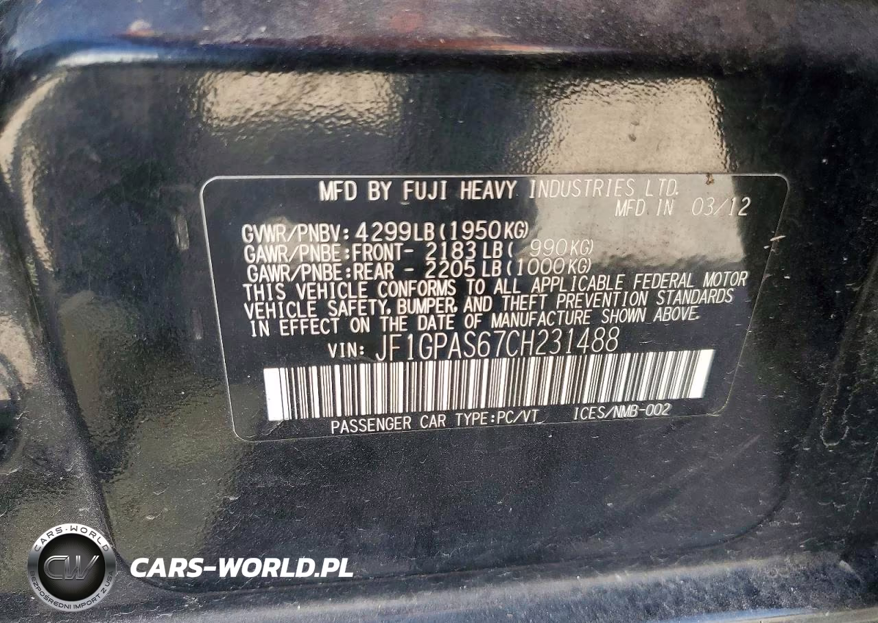 2012 Subaru Impreza Sport Limited VIN:JF1GPAS67CH231488 - 12