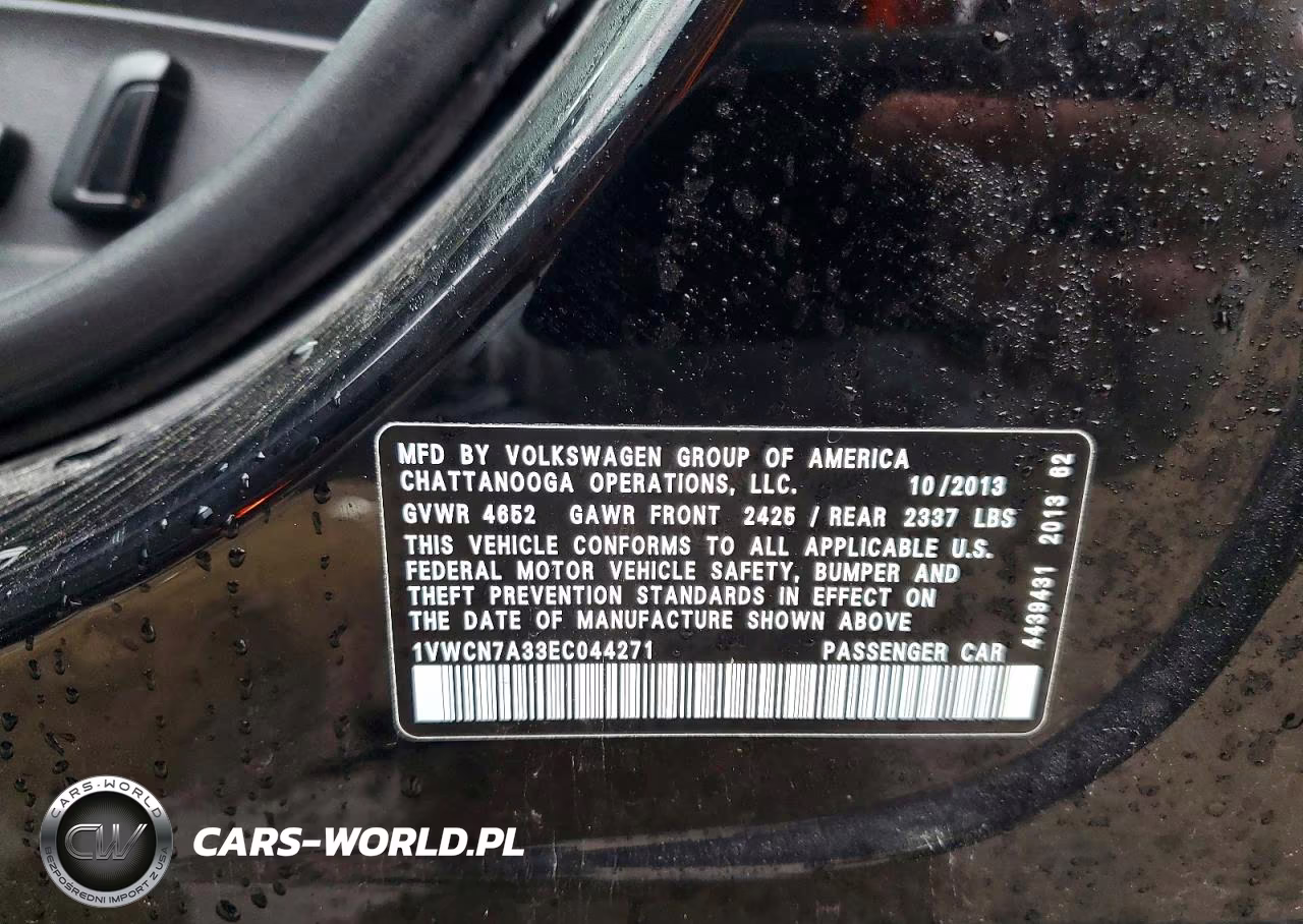 2014 Volkswagen Passat Sel VIN:1VWCN7A33EC044271 - 12