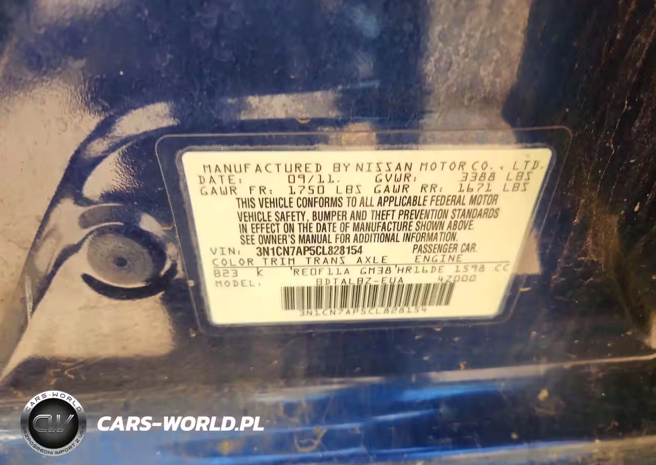 2012 Nissan Versa 1.6 S VIN:3N1CN7AP5CL828154 - 12