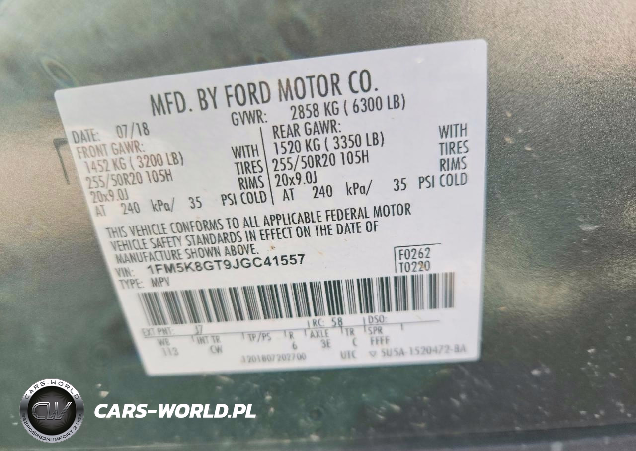 2018 Ford Explorer Sport VIN:1FM5K8GT9JGC41557 - 14