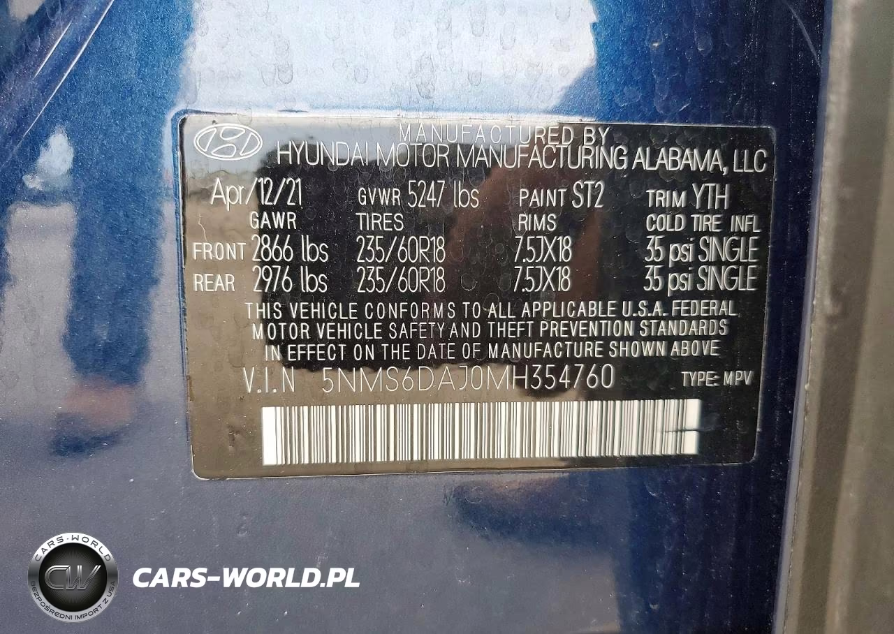 2021 Hyundai Santa Fe Sel VIN:5NMS6DAJ0MH354760 - 13