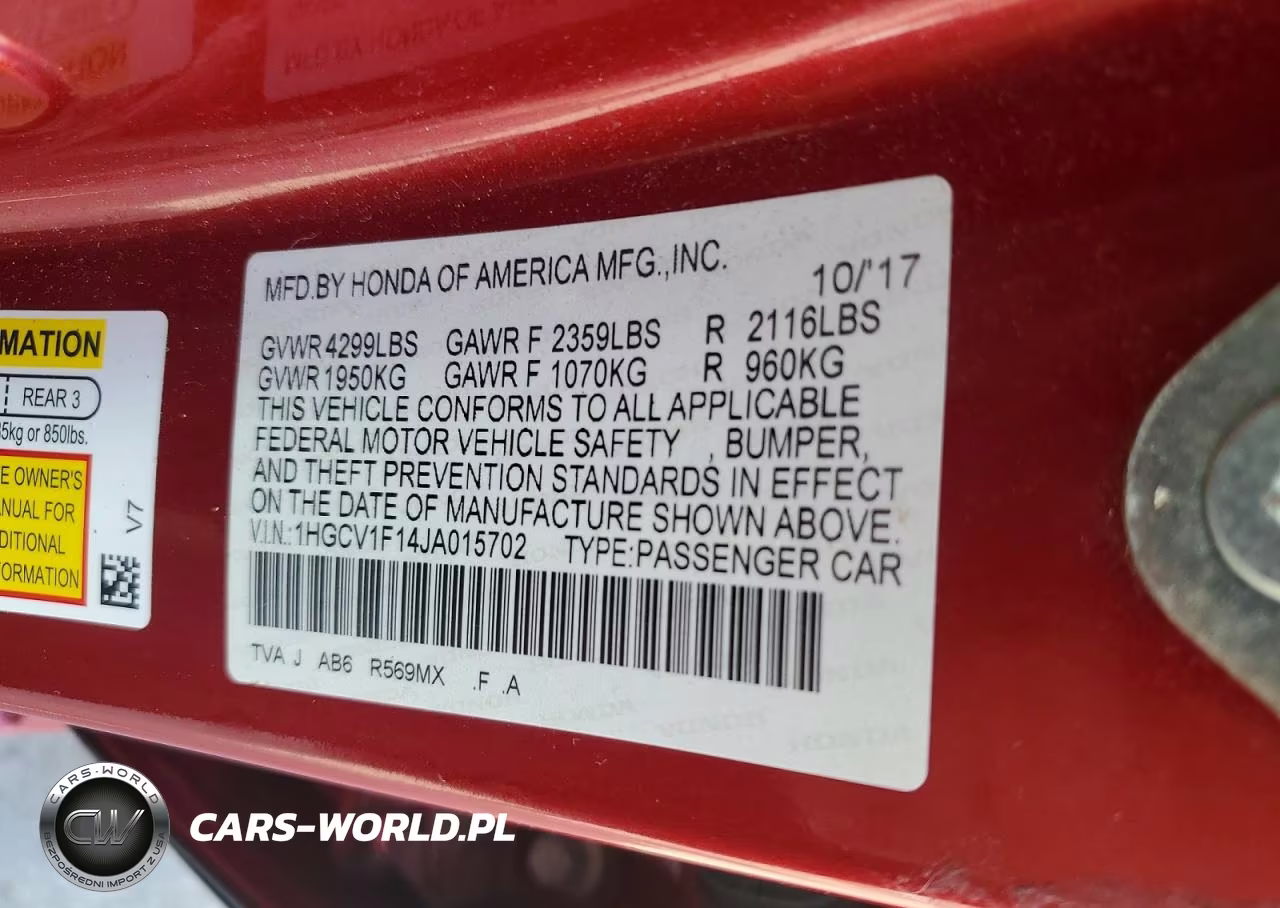 2018 Honda Accord Lx VIN:1HGCV1F14JA015702 - 12
