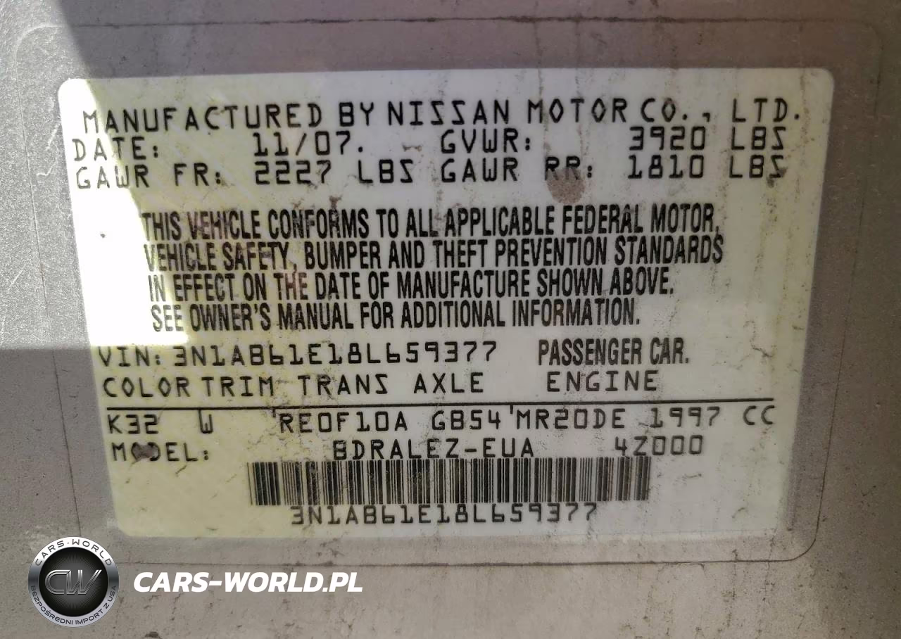 2008 Nissan Sentra 2.0 VIN:3N1AB61E18L659377 - 13
