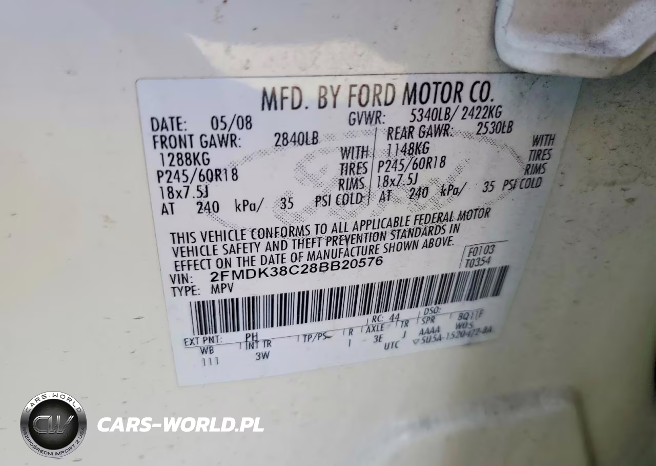 2008 Ford Edge Sel VIN:2FMDK38C28BB20576 - 13