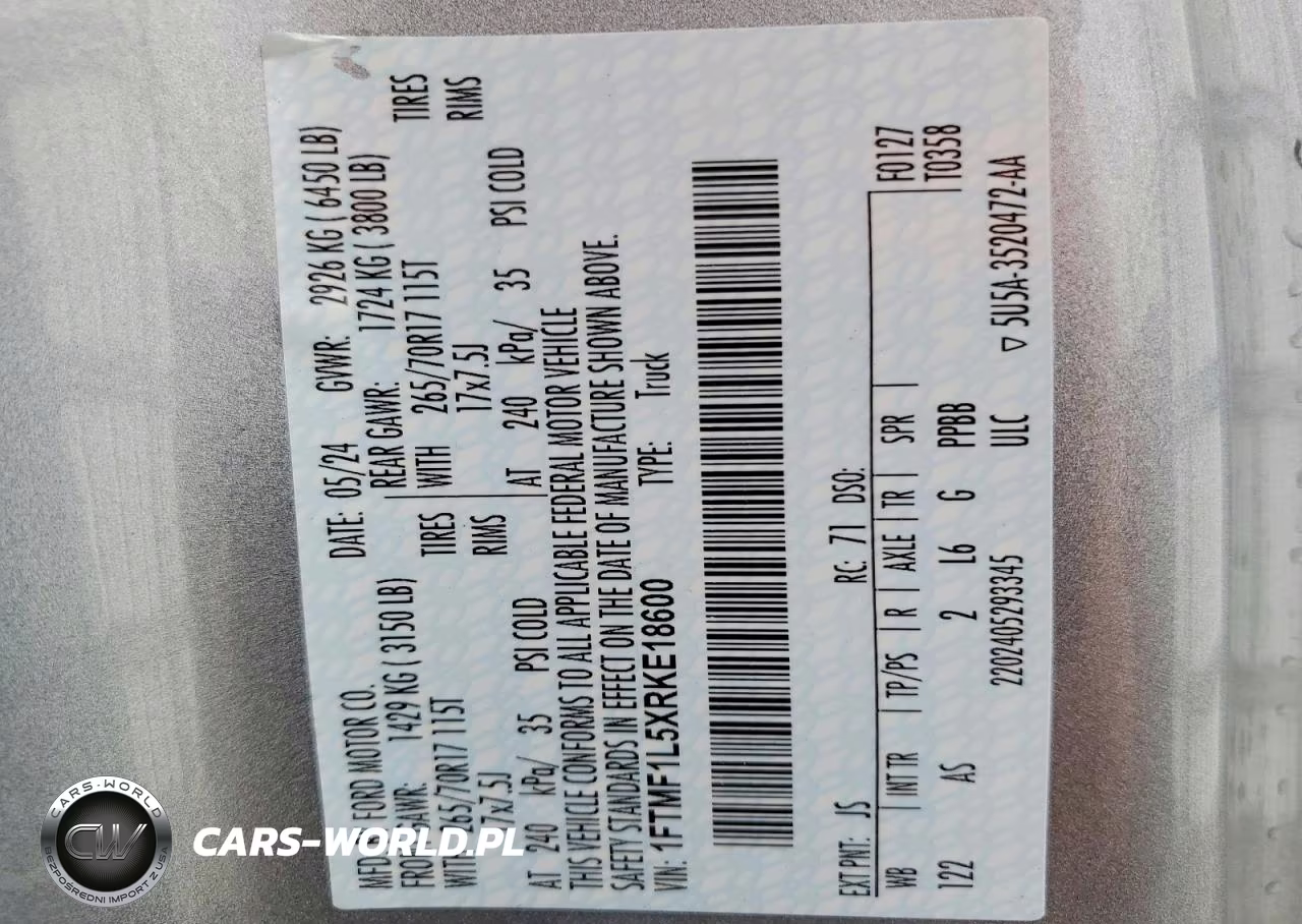 2024 Ford F150 Xl VIN:1FTMF1L5XRKE18600 - 13