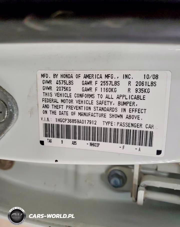 2009 Honda Accord Exl VIN:1HGCP36859A017912 - 13