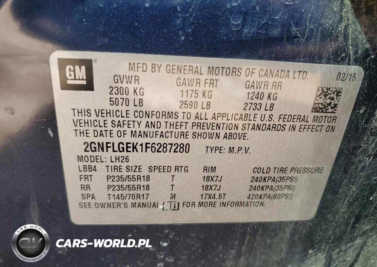 2015 Chevrolet Equinox Lt VIN:2GNFLGEK1F6287280 - 13