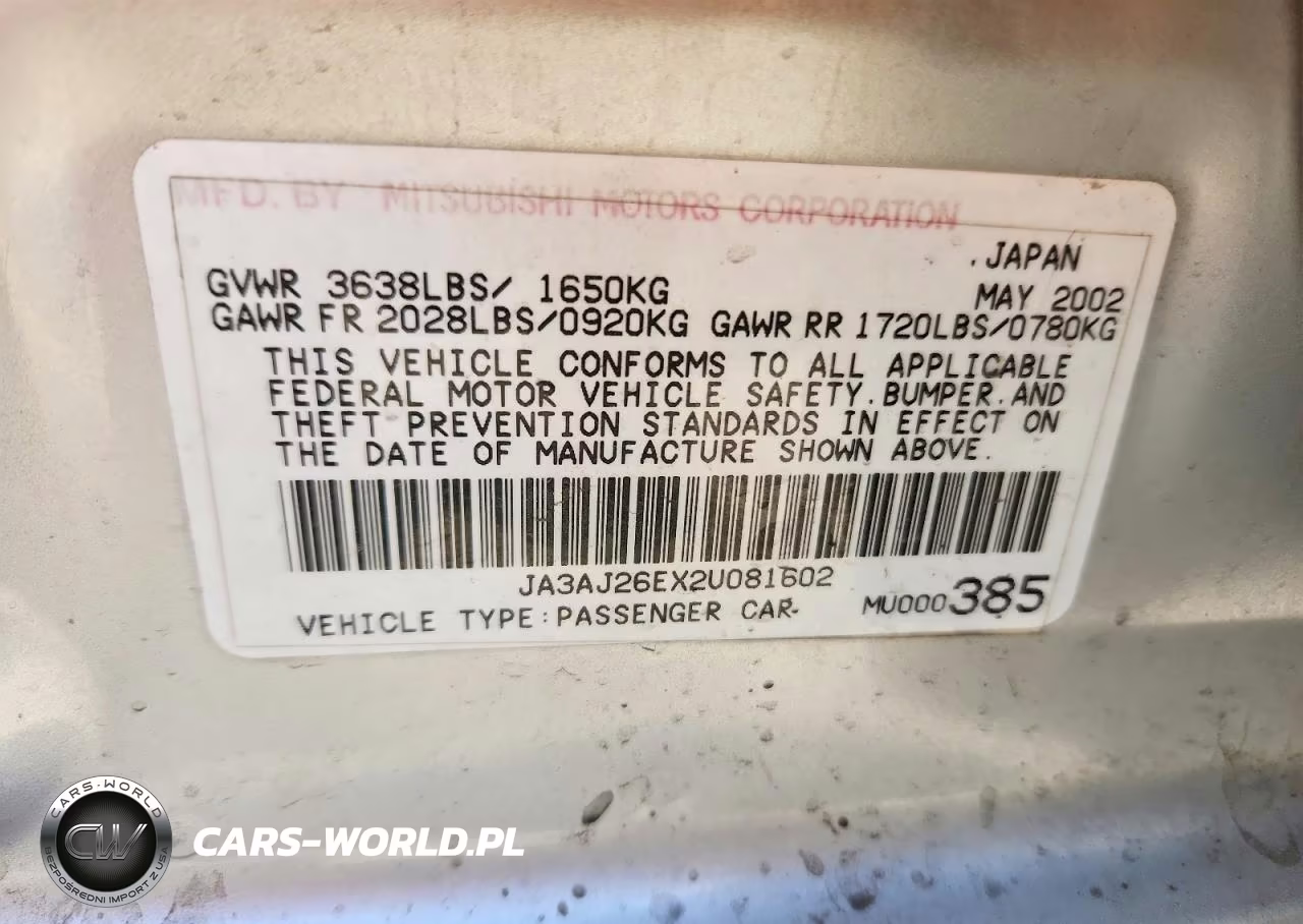 2002 Mitsubishi Lancer Es VIN:JA3AJ26EX2U081602 - 12