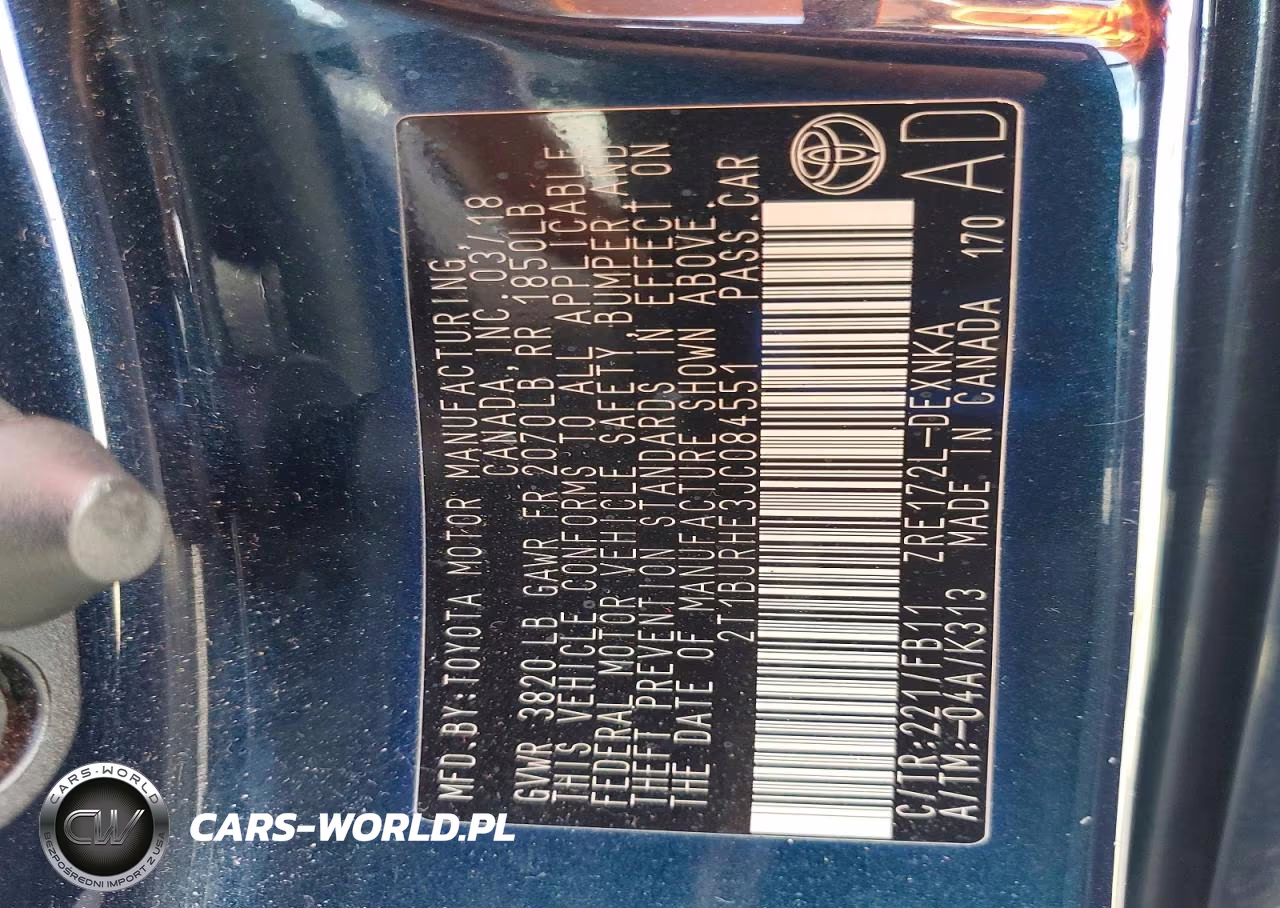 2018 Toyota Corolla Le VIN:2T1BURHE3JC084551 - 12