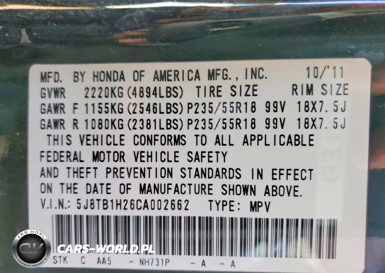 2012 Acura Rdx VIN:5J8TB1H26CA002662 - 12