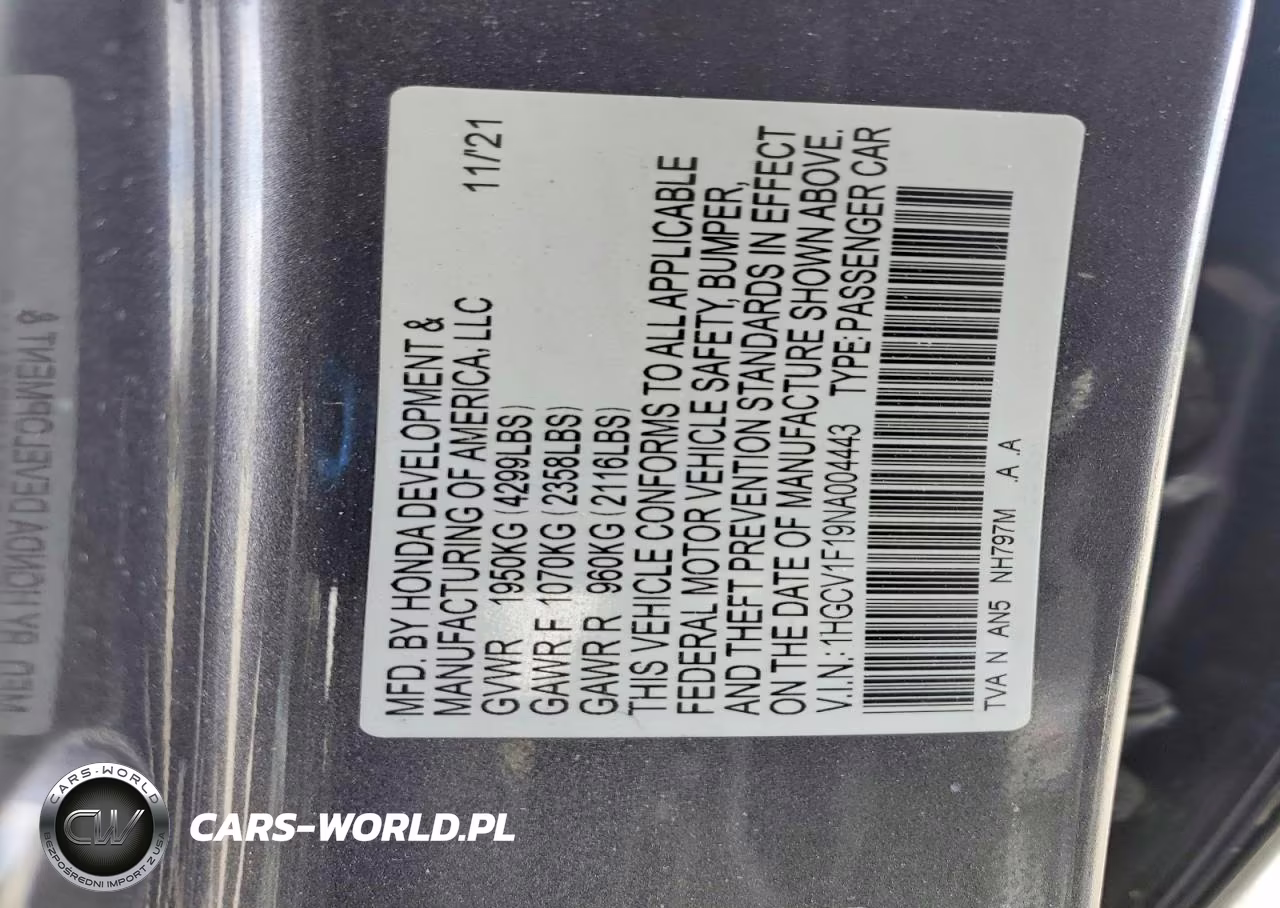 2022 Honda Accord Lx VIN:1HGCV1F19NA004443 - 13