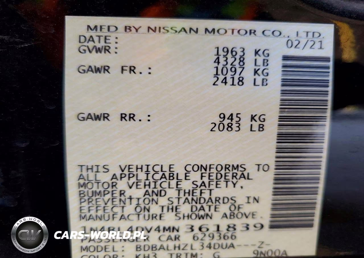 2021 Nissan Altima 2.5 Sv VIN:1N4BL4DV4MN361839 - 12