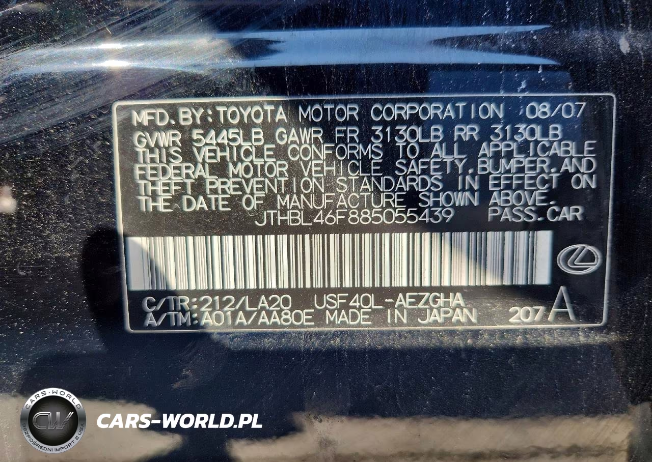 2008 Lexus Ls 460 VIN:JTHBL46F885055439 - 13