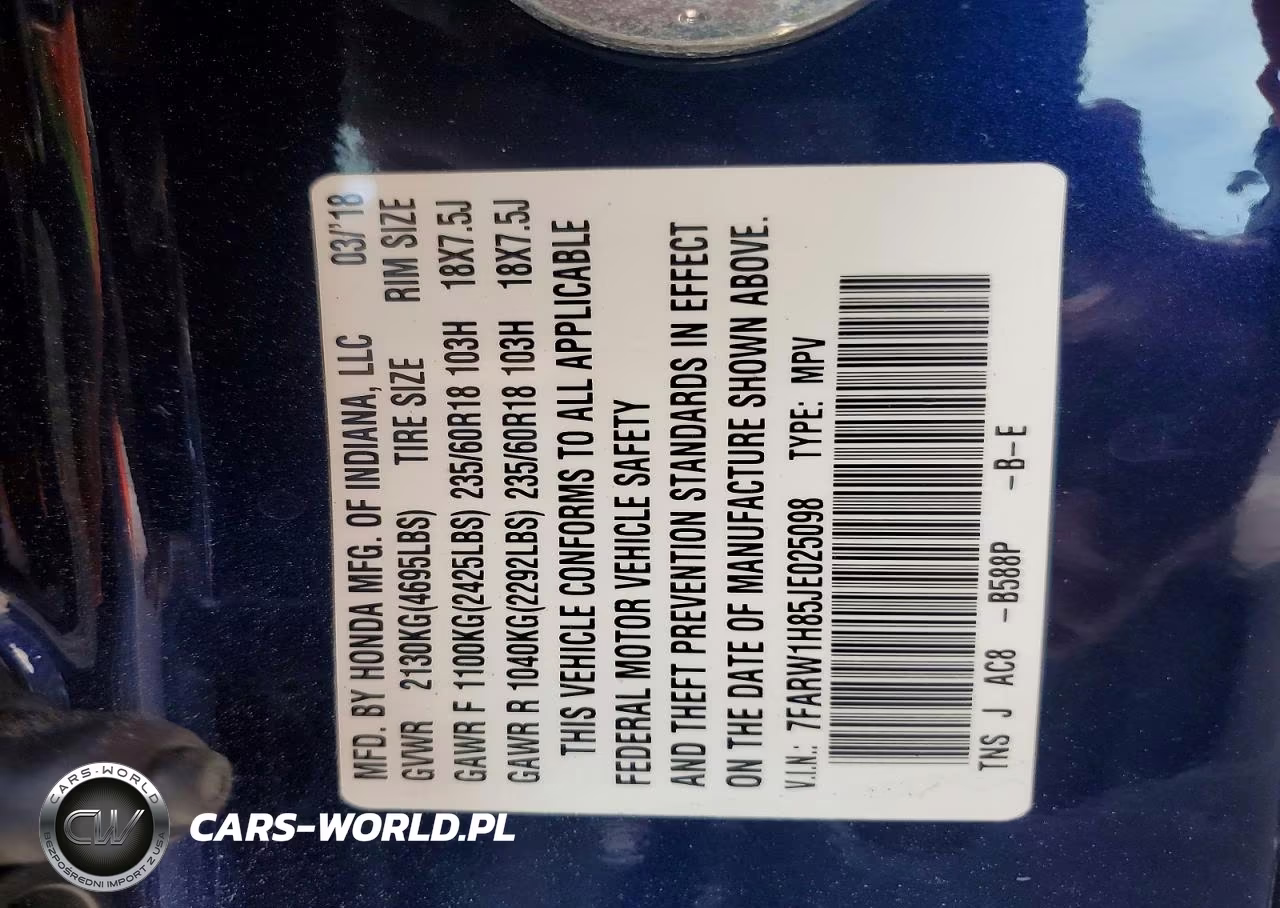 2018 Honda Cr-V Exl VIN:7FARW1H85JE025098 - 13