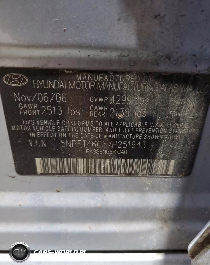 2007 Hyundai Sonata VIN:5NPET46C87H251643 - 12