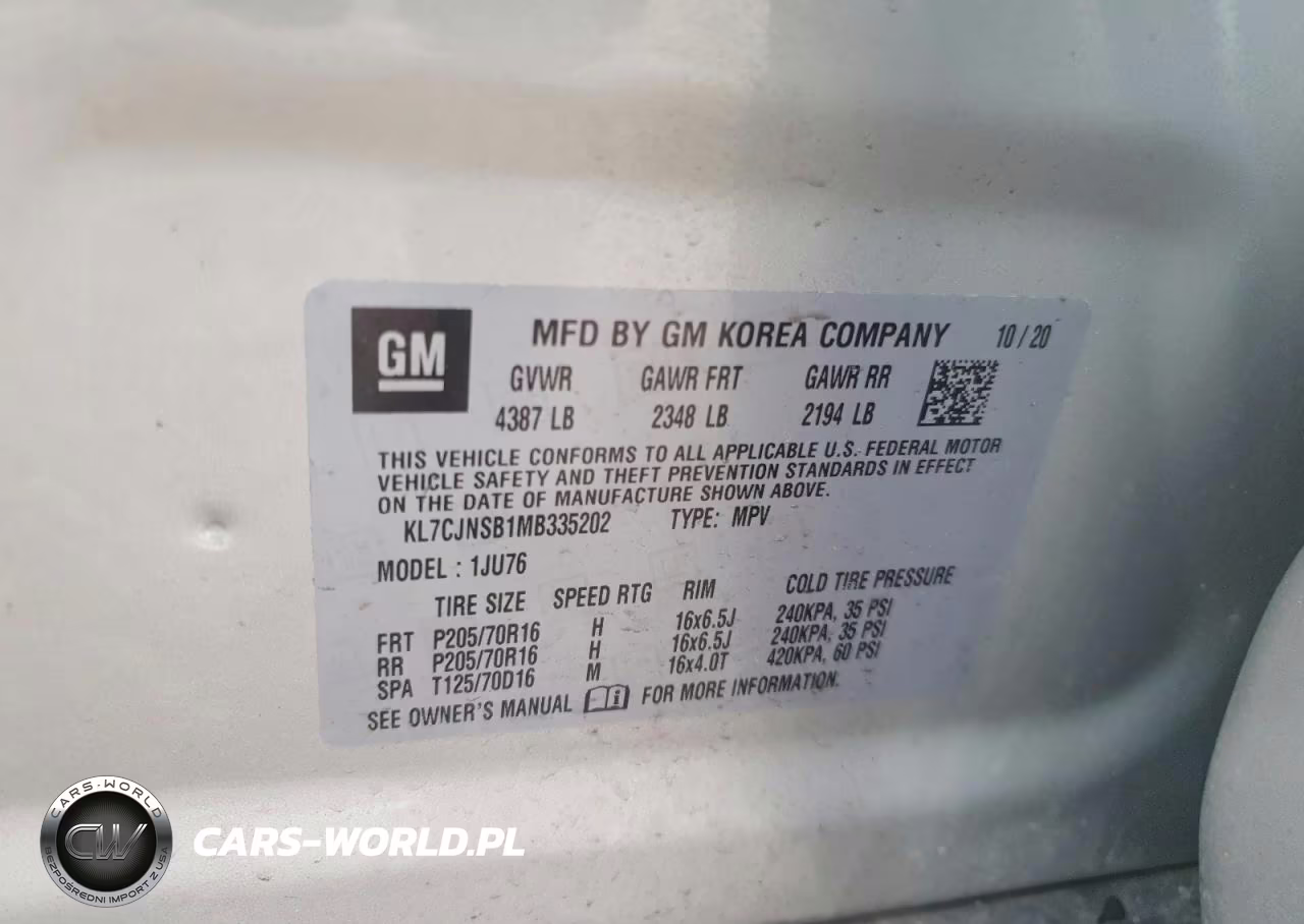 2021 Chevrolet Trax Awd Ls VIN:KL7CJNSB1MB335202 - 13