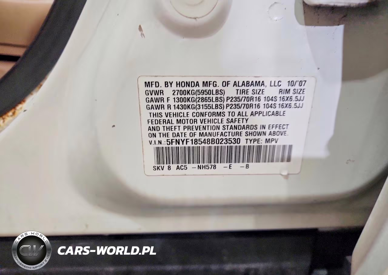 2008 Honda Pilot Exl VIN:5FNYF18548B023530 - 13
