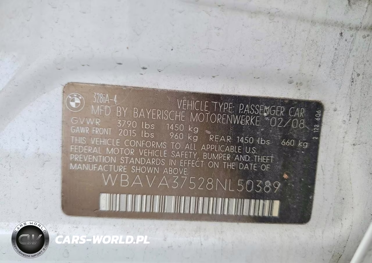 2008 BMW 328 I VIN:WBAVA37528NL50389 - 12