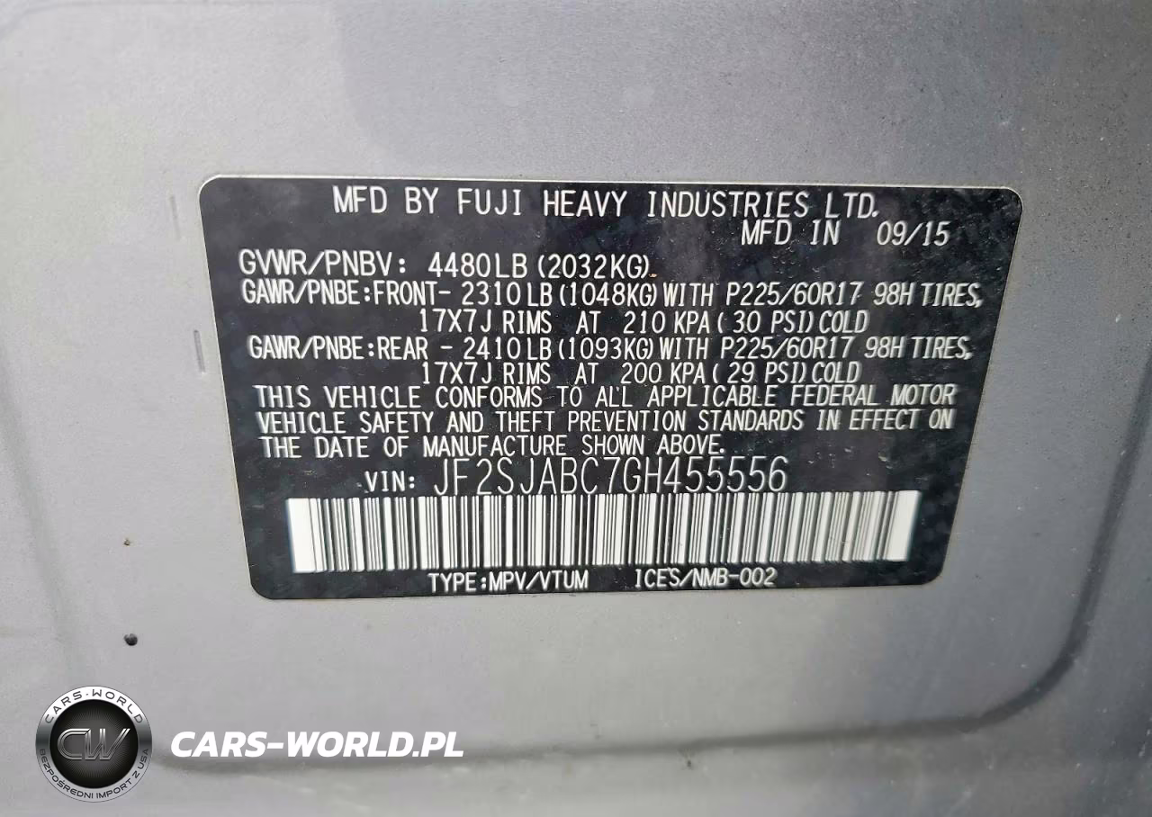 2016 Subaru Forester 2.5I VIN:JF2SJABC7GH455556 - 13