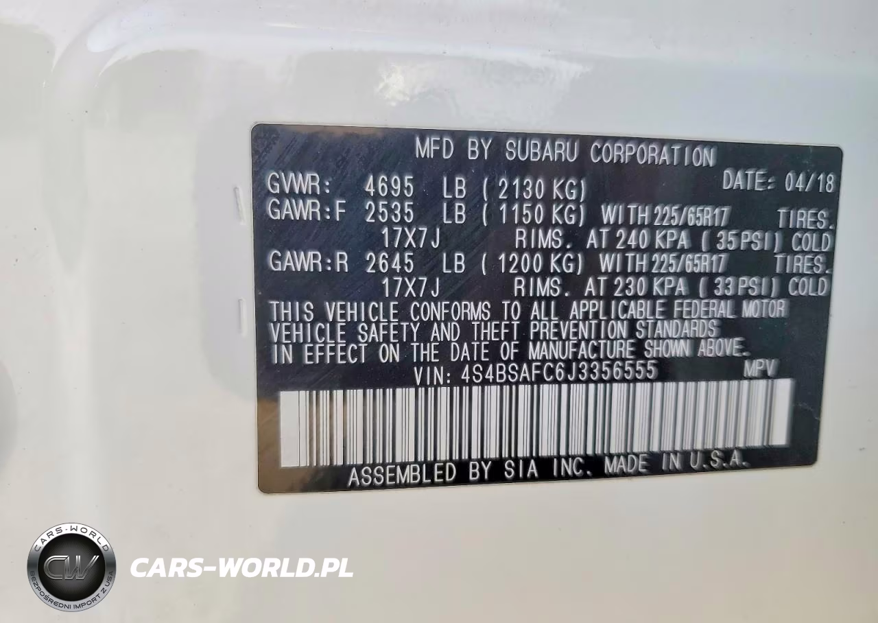 2018 Subaru Outback 2.5I Premium VIN:4S4BSAFC6J3356555 - 13