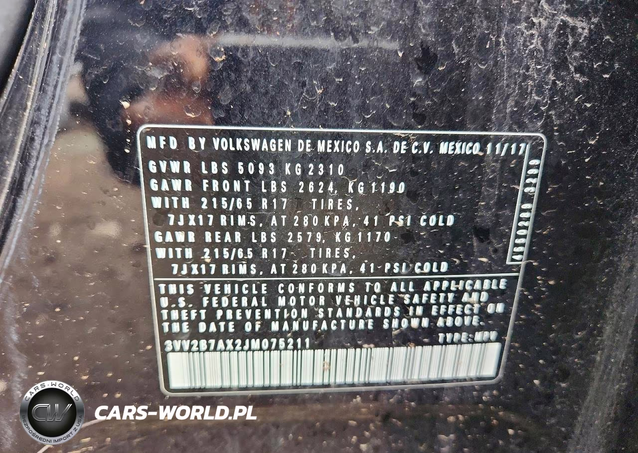 2018 Volkswagen Tiguan VIN:3VV2B7AX2JM075211 - 13