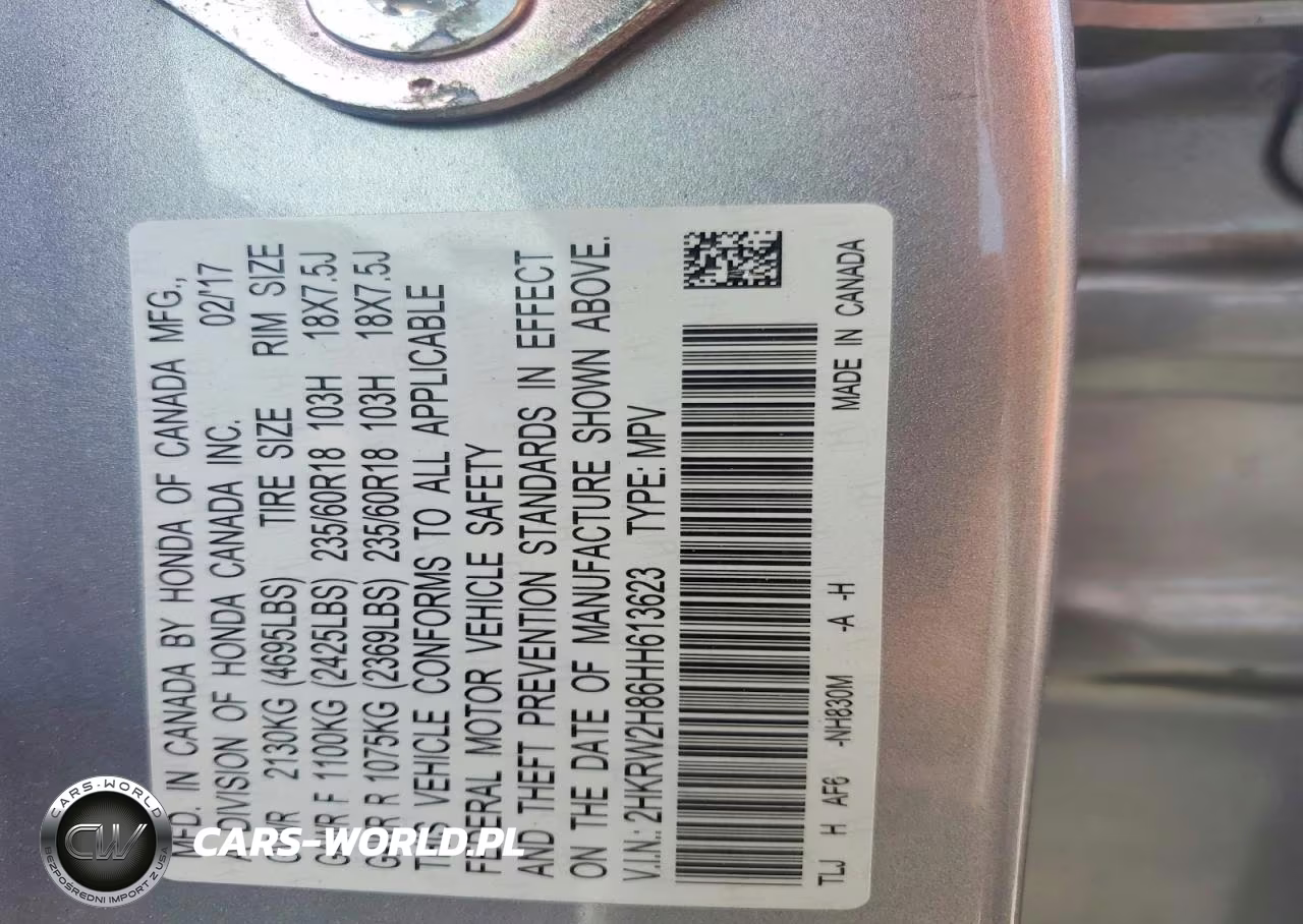 2017 Honda Cr-V Exl VIN:2HKRW2H86HH613623 - 12