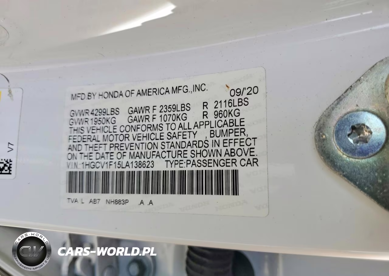 2020 Honda Accord Lx VIN:1HGCV1F15LA138623 - 12