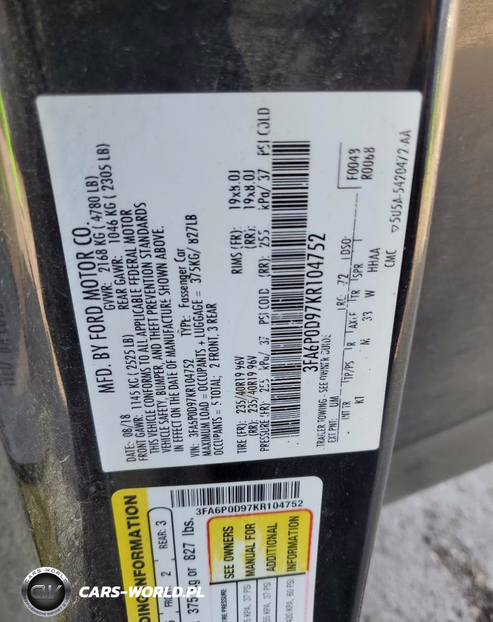 2019 Ford Fusion Titanium VIN:3FA6P0D97KR104752 - 12