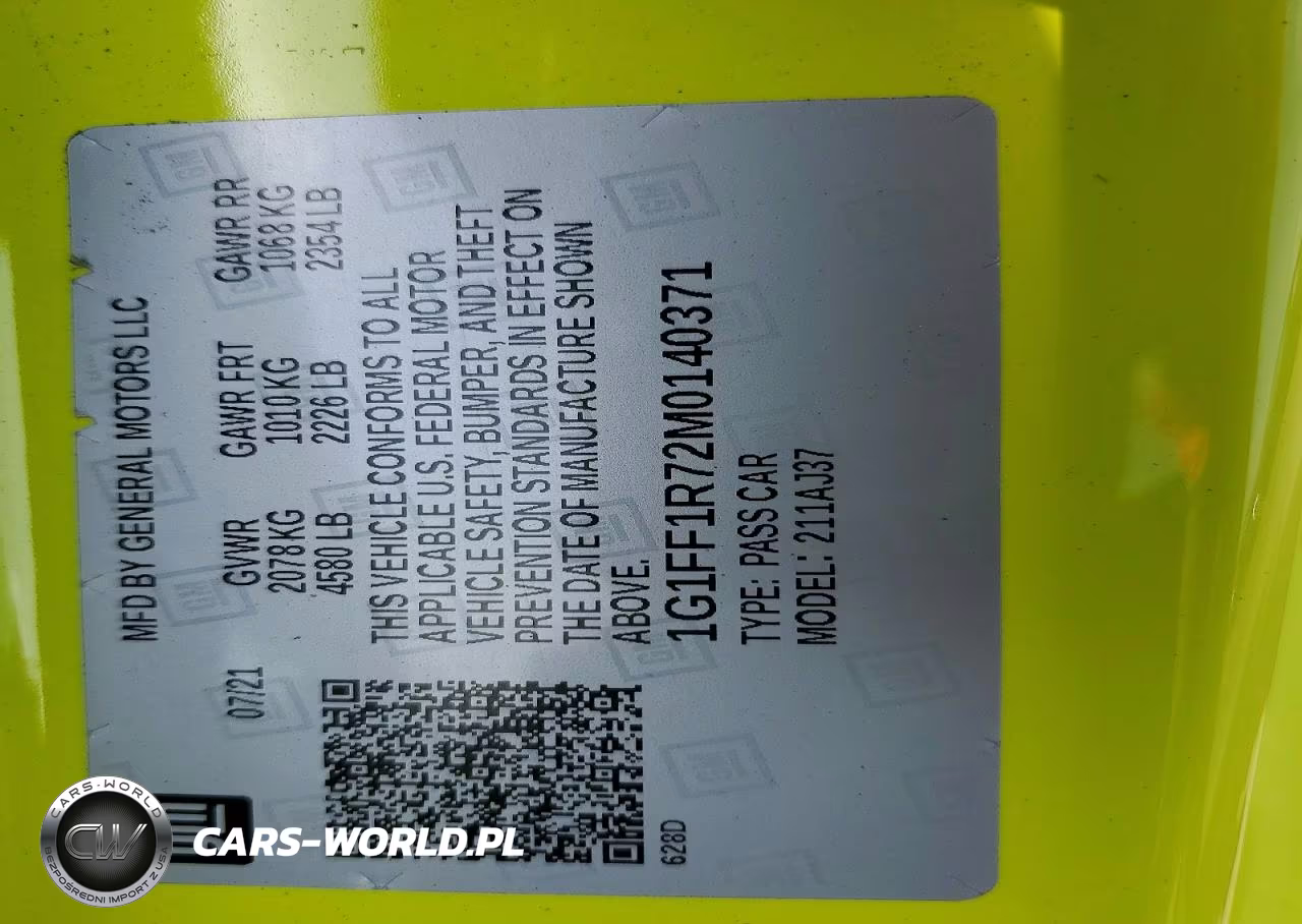 2021 Chevrolet Camaro Lz VIN:1G1FF1R72M0140371 - 12